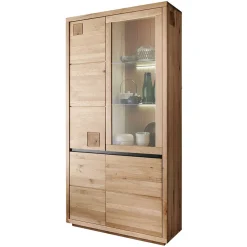 Wohnen Esszimmer-Vitrinen*103x205x40 Vitrinenschrank aus Wildeiche Massivholz - Embleys