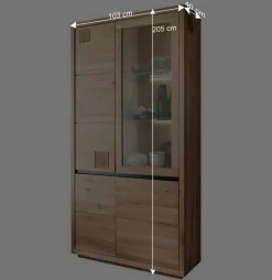 Wohnen Esszimmer-Vitrinen*103x205x40 Vitrinenschrank aus Wildeiche Massivholz - Embleys