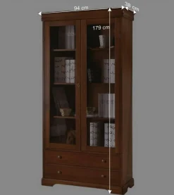Wohnen 94x179x38 Vitrinenschrank im klassischen Stil - Lemerzi