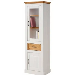 Wohnen 55x180x38 Vitrinenschrank im Landhaus Look - Alexandra