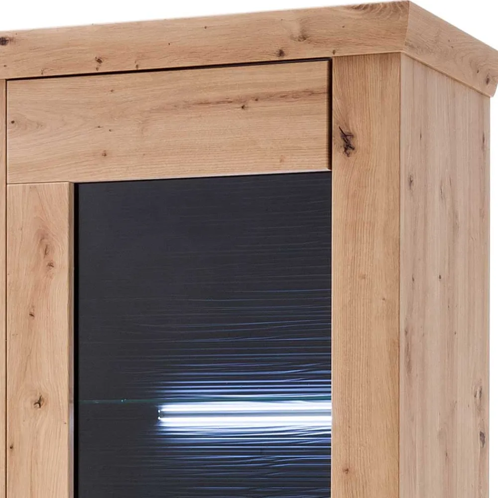 Wohnen 74x211x45 Vitrinenschrank in Eiche Dekor - Wykina