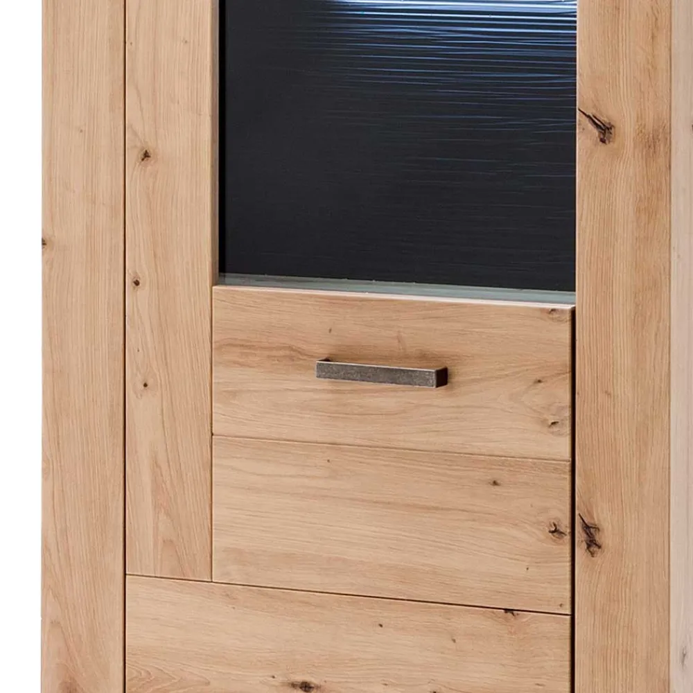 Wohnen 74x211x45 Vitrinenschrank in Eiche Dekor - Wykina