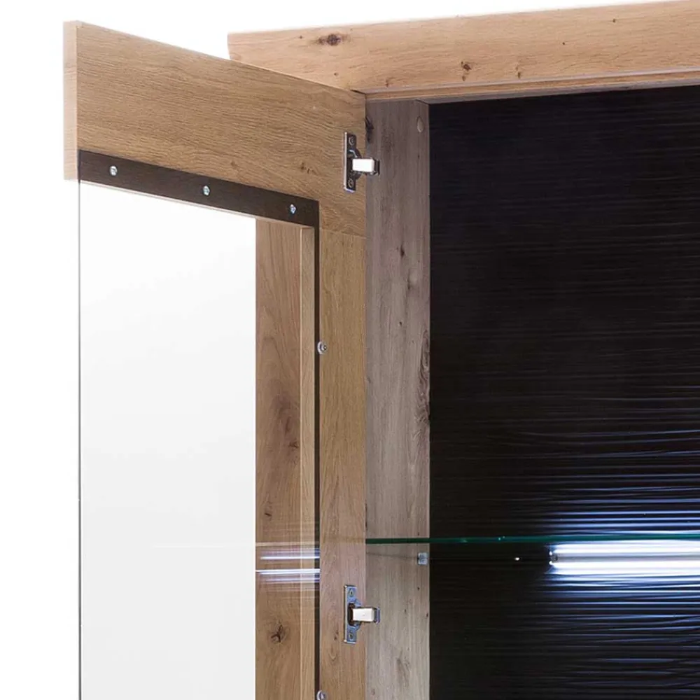 Wohnen 74x211x45 Vitrinenschrank in Eiche Dekor - Wykina