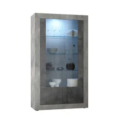 Wohnen Vitrinen|Wohnzimmer-Vitrinen*110x191x43 Vitrinenschrank in Grau zweifarbig - Setmora