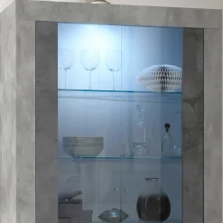 Wohnen Vitrinen|Wohnzimmer-Vitrinen*110x191x43 Vitrinenschrank in Grau zweifarbig - Setmora