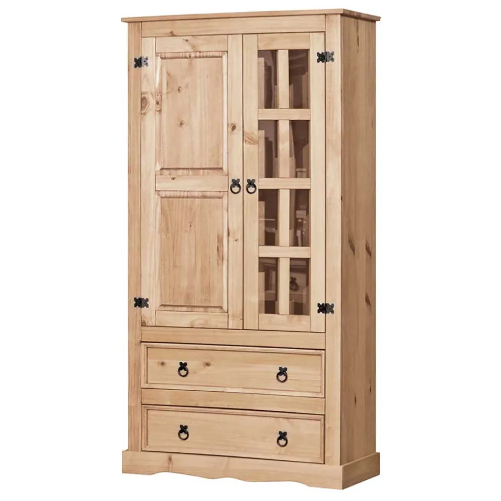 Wohnen 100x190x41 Vitrinenschrank Landhaus Mexiko - Jardino