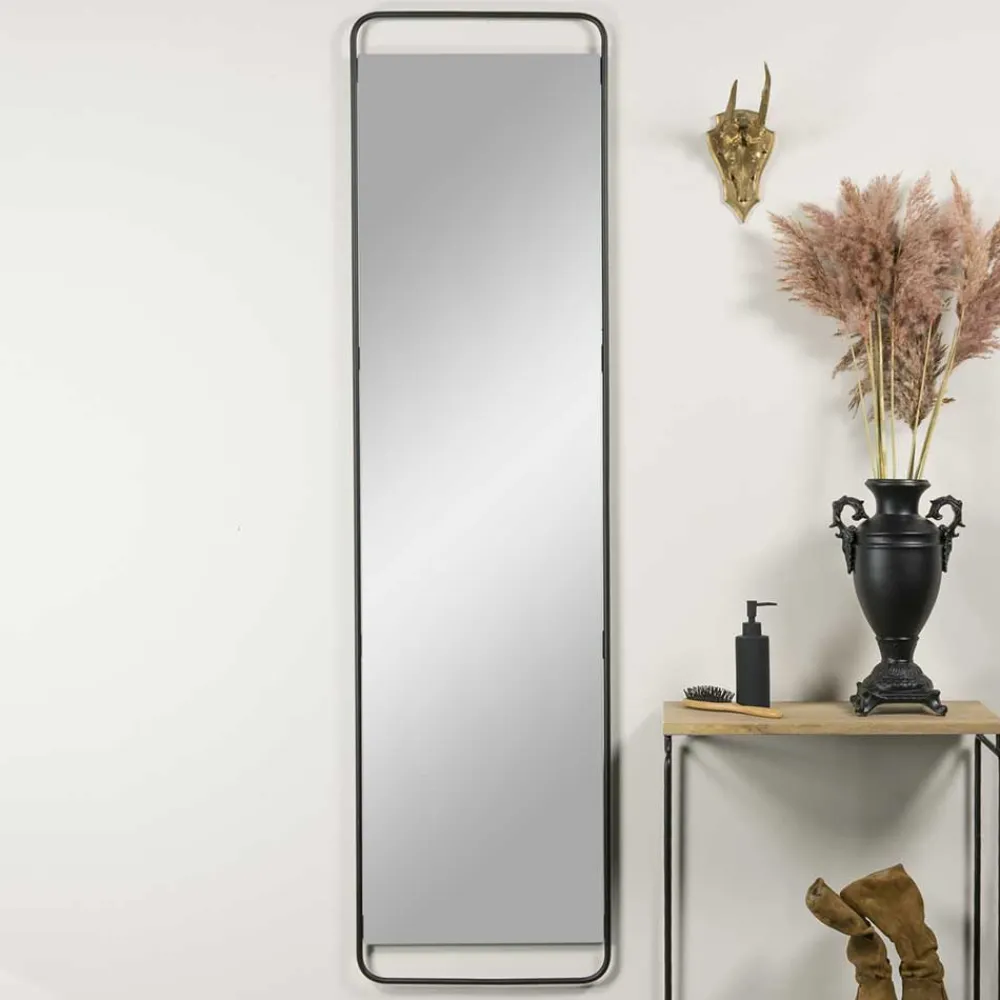 Wohnen 46x175x3 Wand Hängespiegel in Schwarz - Mentrakin