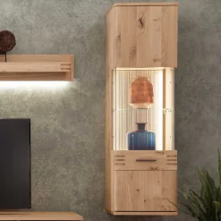 Wohnen Esszimmer-Vitrinen*45x149x37 Wandvitrine in Eiche Bianco - Crupean