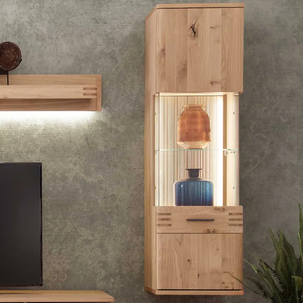 Wohnen Esszimmer-Vitrinen*45x149x37 Wandvitrine in Eiche Bianco - Crupean