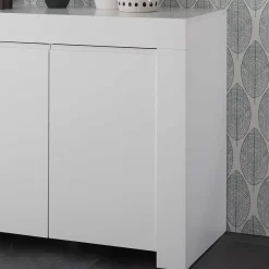 Wohnen 138x81x42 Wangengestell Kommode in Weiß - Mikes