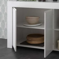 Wohnen 138x81x42 Wangengestell Kommode in Weiß - Mikes