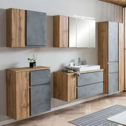 Wohnen Waschtisch|Waschbeckenunterschränke*105x63x47 Waschtisch hängend in Wildeiche & Beton - Mia