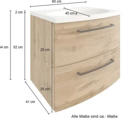 Wohnen Badschränke|Waschtisch*60x54x45 Waschtischkonsole in Wildeiche Optik - Arazony
