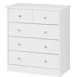Wohnen 60x70x35 Weiße Kommode mit fünf Schubladen - Hank