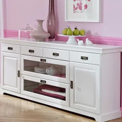 Wohnen 180x84x40 Weißes Sideboard - Landhaus modern - Akbelev