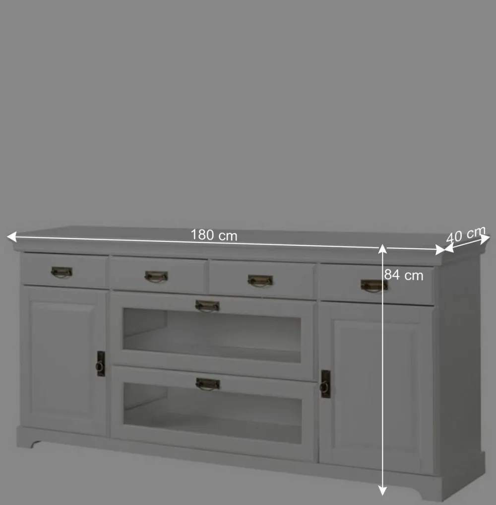 Wohnen 180x84x40 Weißes Sideboard - Landhaus modern - Akbelev