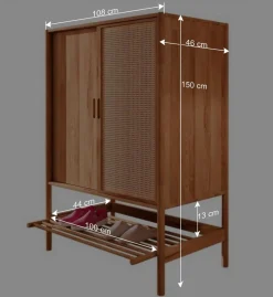 Wohnen 108x150x46 Wildbuche Schrank mit Schiebetüren - Indrya