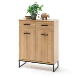 Wohnen Schwarze Möbel|Flurkommoden*81x104x38 Wildeiche Dekor Kommode 2-türig - Truvisas