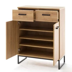 Wohnen Schwarze Möbel|Flurkommoden*81x104x38 Wildeiche Dekor Kommode 2-türig - Truvisas