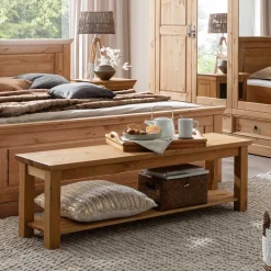 Wohnen Esszimmerbänke*140x43x36 Wohnraum Holzbank in Eichefarben - Voeca