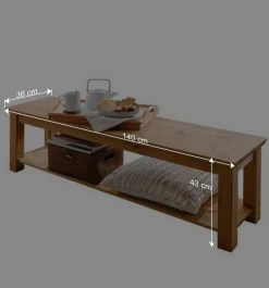 Wohnen Esszimmerbänke*140x43x36 Wohnraum Holzbank in Eichefarben - Voeca