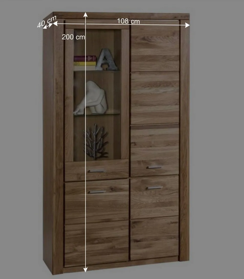Wohnen Vitrinen|Wohnzimmer-Vitrinen*108x200x40 Wohnraum Schrank aus Wildeiche - Maila