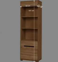 Wohnen Esszimmer-Vitrinen*63x197x41 Wohnzimmer Regal mit 3 Fächern & Tür - Sennya