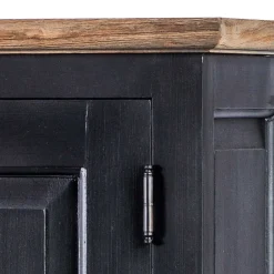 Wohnen Vintage Möbel|Esszimmer-Vitrinen*61x180x42 Wohnzimmer Schrank in Schwarz & Teak - Niovan