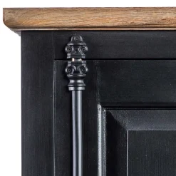 Wohnen Vintage Möbel|Esszimmer-Vitrinen*61x180x42 Wohnzimmer Schrank in Schwarz & Teak - Niovan