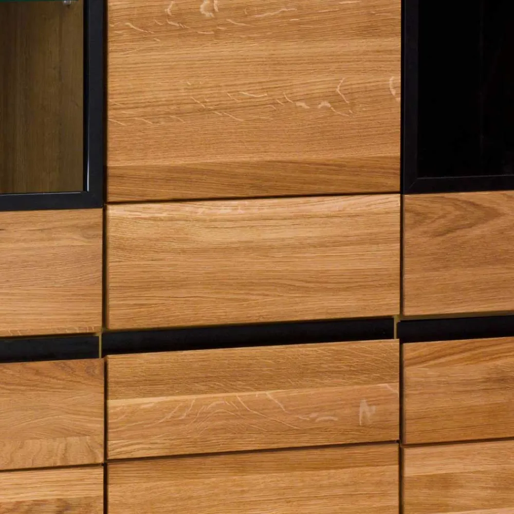 Wohnen 162x148x42 Wohnzimmer Schrank mit Glas Einsätzen - Sennya I