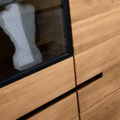 Wohnen 162x148x42 Wohnzimmer Schrank mit Glas Einsätzen - Sennya I