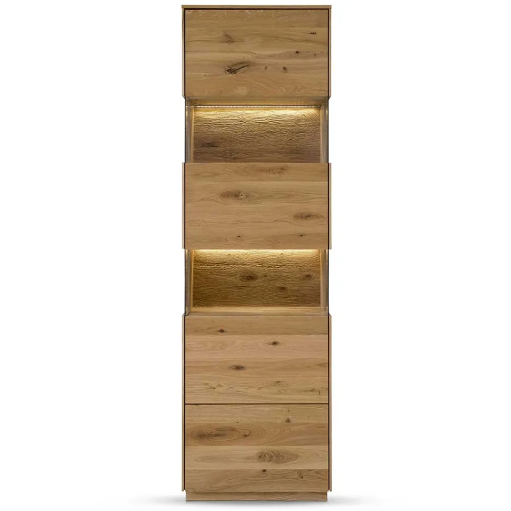 Wohnen 63x208x44 Wohnzimmer Vitrine aus Wildeiche massiv - Obinson