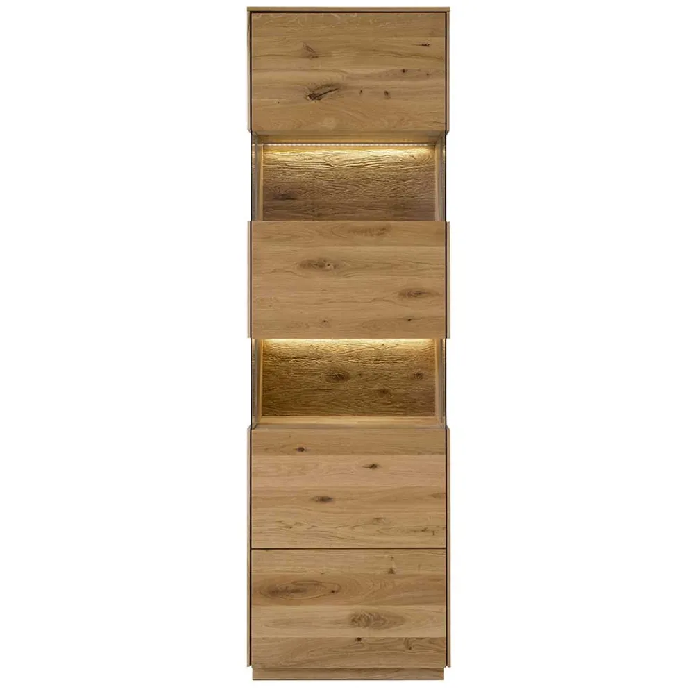 Wohnen 63x208x44 Wohnzimmer Vitrine aus Wildeiche massiv - Obinson