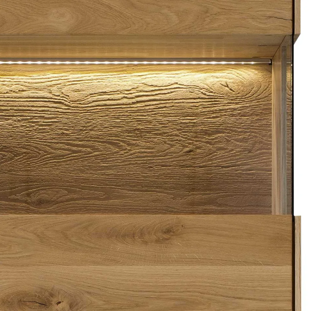 Wohnen 63x208x44 Wohnzimmer Vitrine aus Wildeiche massiv - Obinson