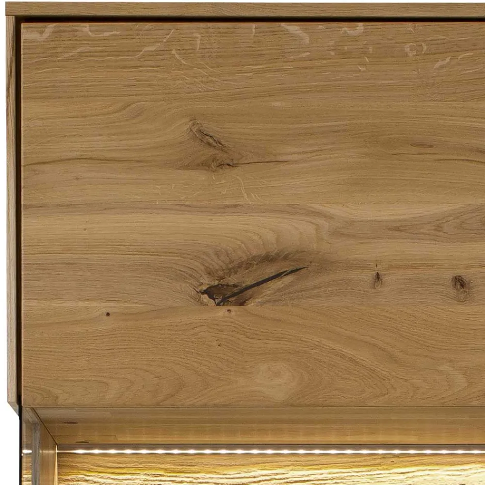 Wohnen 63x208x44 Wohnzimmer Vitrine aus Wildeiche massiv - Obinson