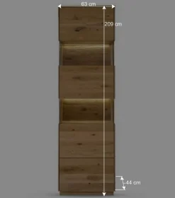 Wohnen 63x208x44 Wohnzimmer Vitrine aus Wildeiche massiv - Obinson