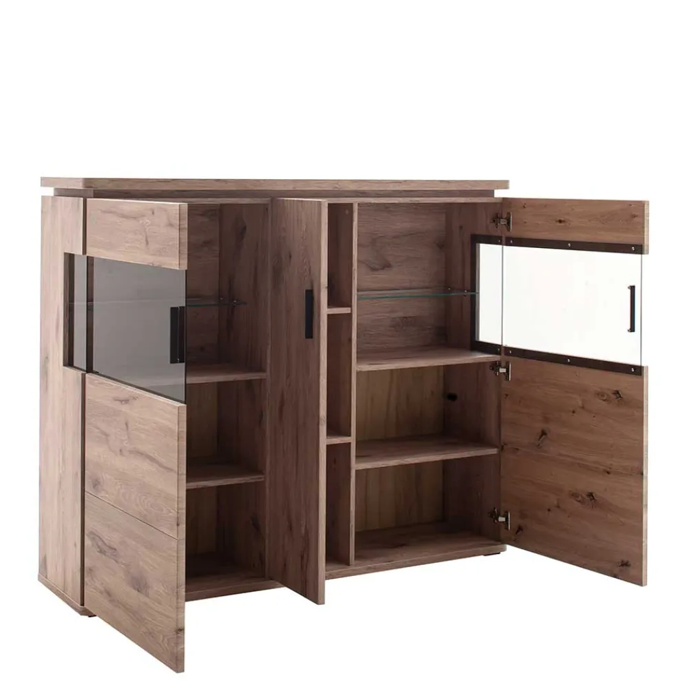Wohnen 150x124x38 Wohnzimmerschrank mit Glas modern - Bekunion
