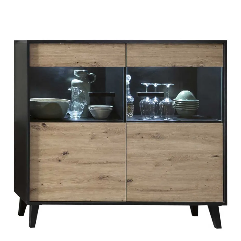 Wohnen Küchenschränke|Sideboards & Kommoden*126x118x40 Wohnzimmerschrank mit Glaseinsatz - Paniera