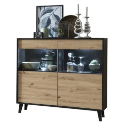 Wohnen Küchenschränke|Sideboards & Kommoden*126x118x40 Wohnzimmerschrank mit Glaseinsatz - Paniera