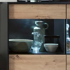 Wohnen Küchenschränke|Sideboards & Kommoden*126x118x40 Wohnzimmerschrank mit Glaseinsatz - Paniera