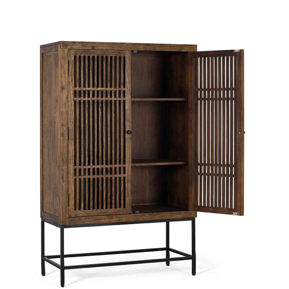 Wohnen Vitrinen|Wohnzimmer-Vitrinen*100x160x45 Wohnzimmerschrank mit zwei Türen - Charin