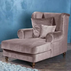 Wohnen Sessel & Hocker|Sessel*XXL Ohrenbackensessel in Rosa Samtvelours - Scolari