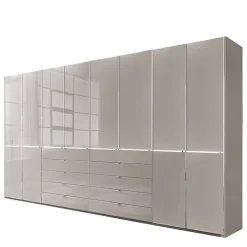 Wohnen XXL-Kleiderschrank in Hellgrau mit Glasfront - Nucina