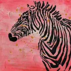 Wohnen Zebra Wandbild in Rot Schwarz - Huvina