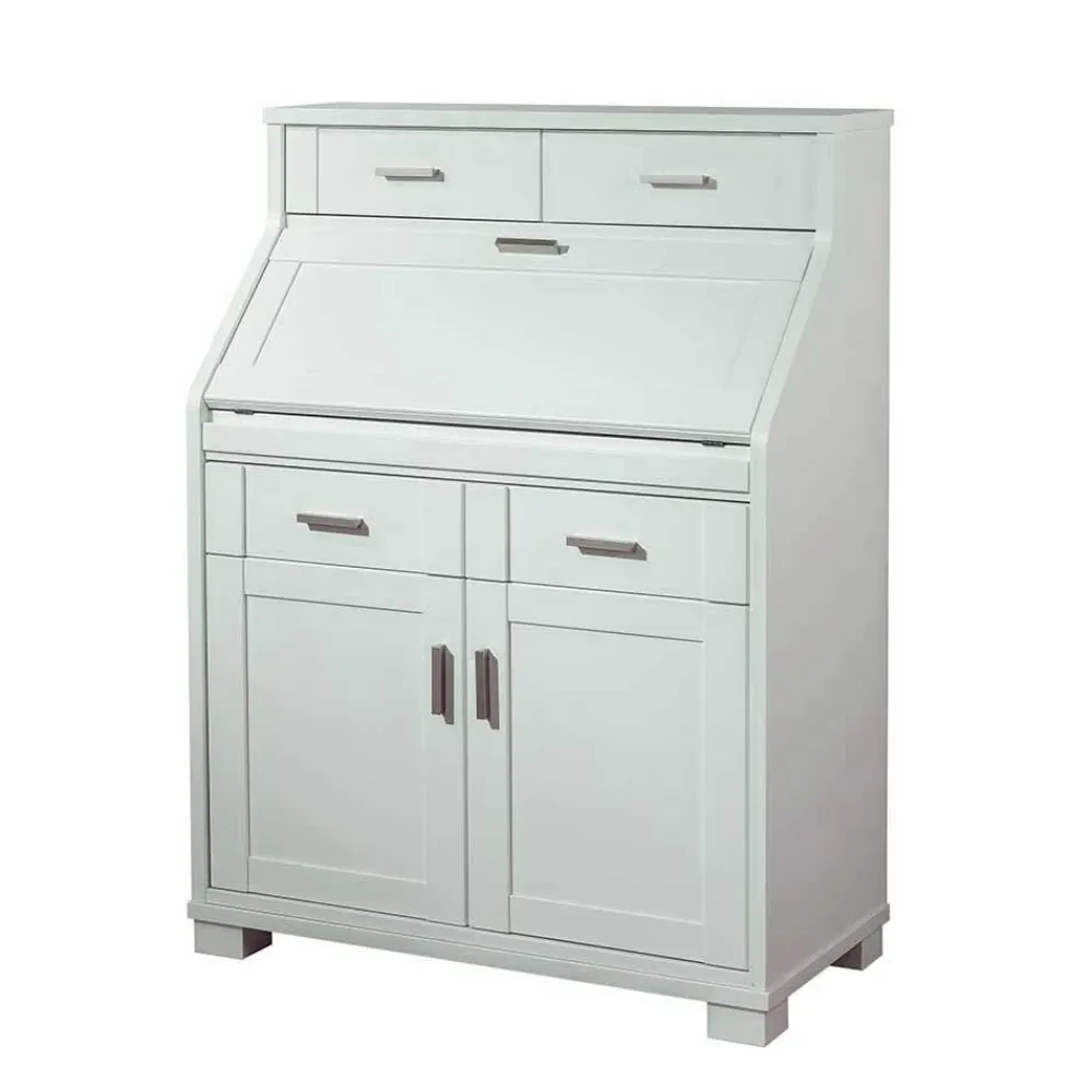 Wohnen Zeitloser Sekretär Schrank in Weiß lackiert - Ballon