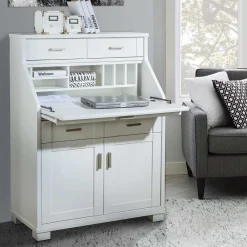 Wohnen Zeitloser Sekretär Schrank in Weiß lackiert - Ballon