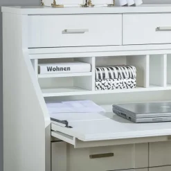 Wohnen Zeitloser Sekretär Schrank in Weiß lackiert - Ballon