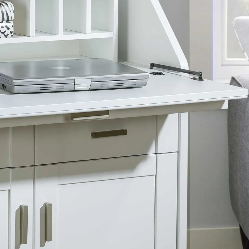 Wohnen Zeitloser Sekretär Schrank in Weiß lackiert - Ballon