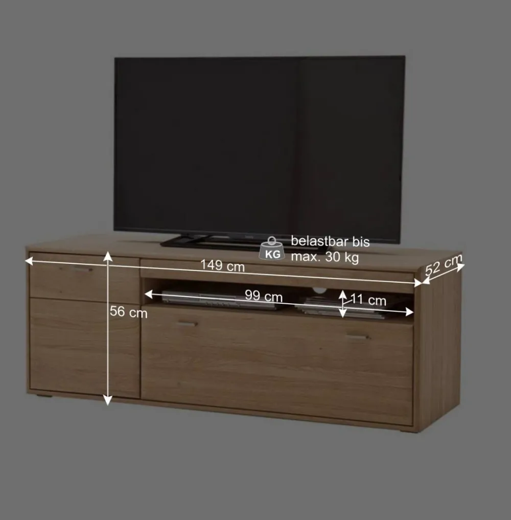 Wohnen Zeitloses TV Element in Eiche Bianco - Vernella