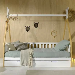 Kinder Wohnen Zeltbett Kojenbett in Weiß & Kiefer - Mileno